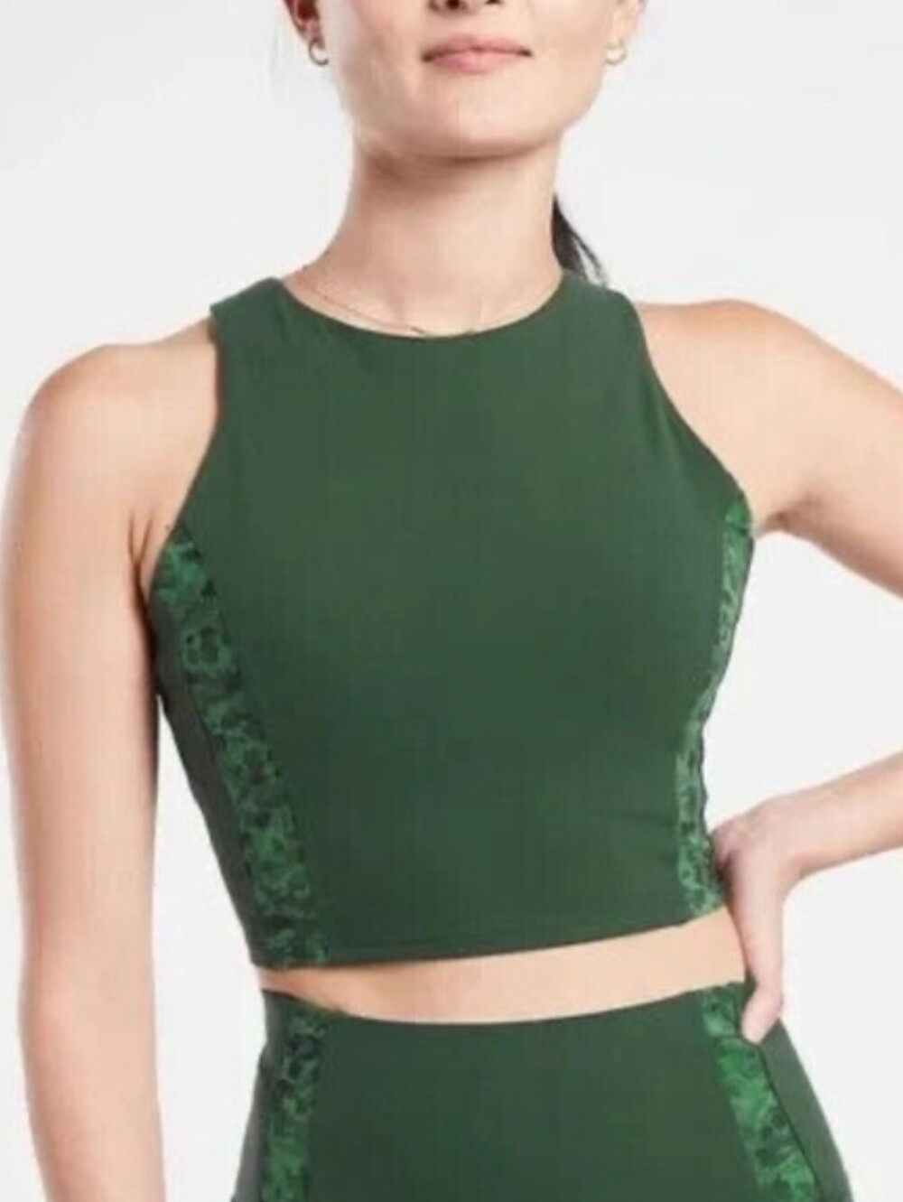 Athleta Conscious Crop Bra Tank In Seaweed Snack - size Small D-Dd